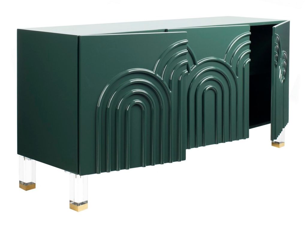 Saturn Wave Acrylic Sideboard, 64" X 30", Moss