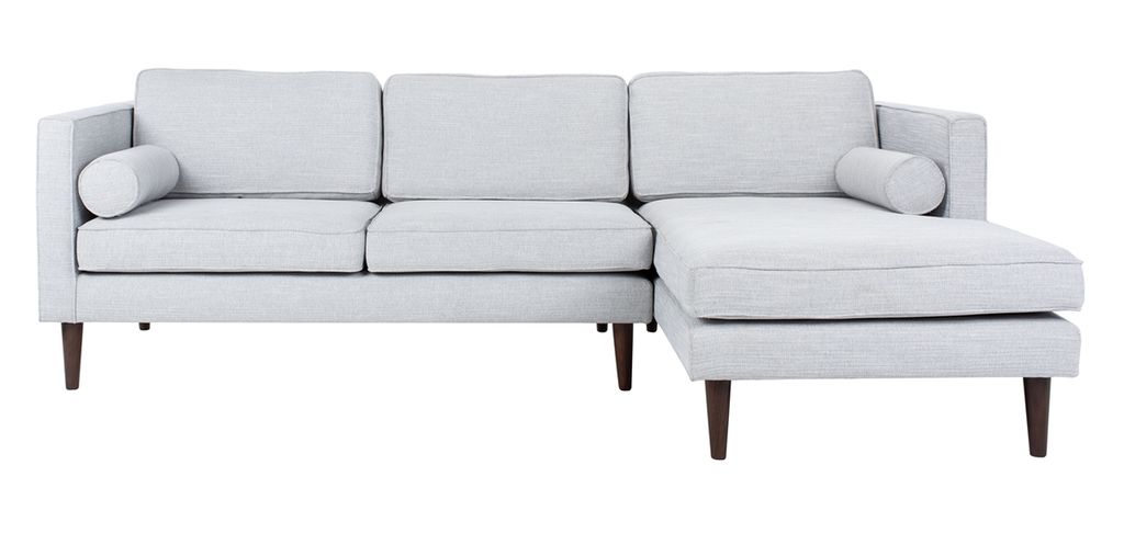 Dulce Mid-Century Chaise Sofa, 97.6" X 32.7", Light Grey