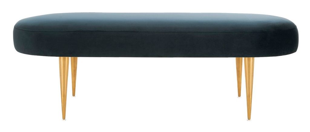 Preview image for Corinne Velvet Oval Bench, 48.43" X 15.75", Navy