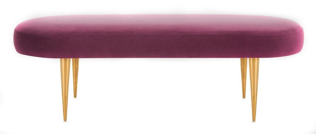 Preview image for Corinne Velvet Oval Bench, 48.43" X 15.75", Plum