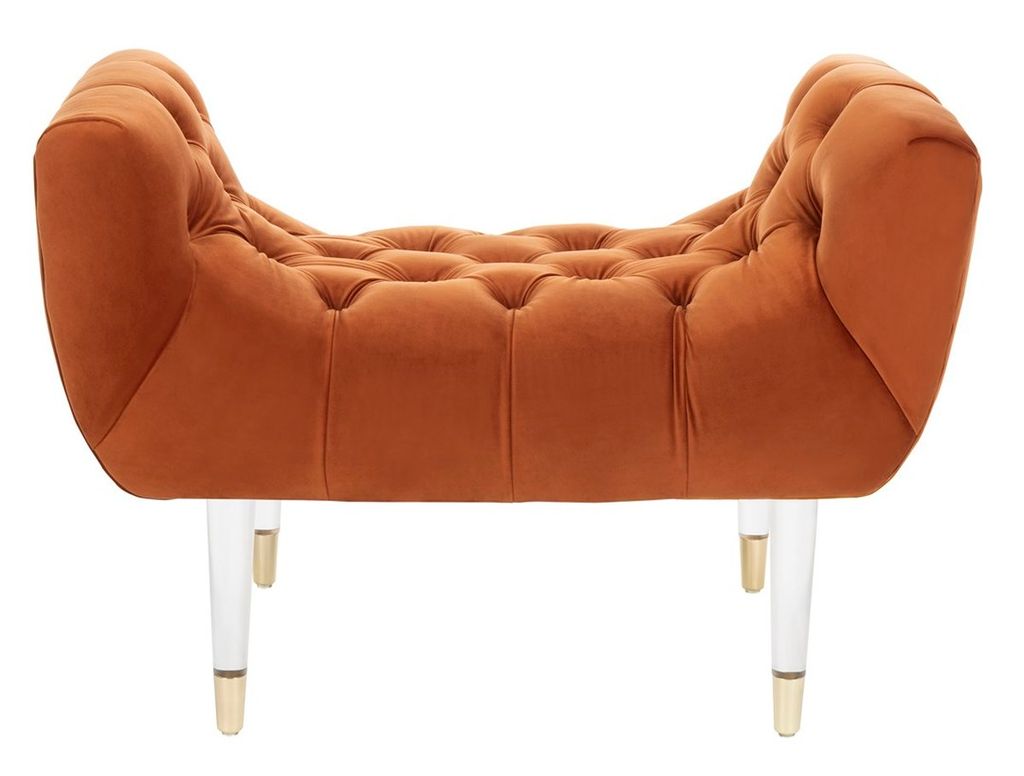 Preview image for Tufted Orange Velvet Acrylic Bench