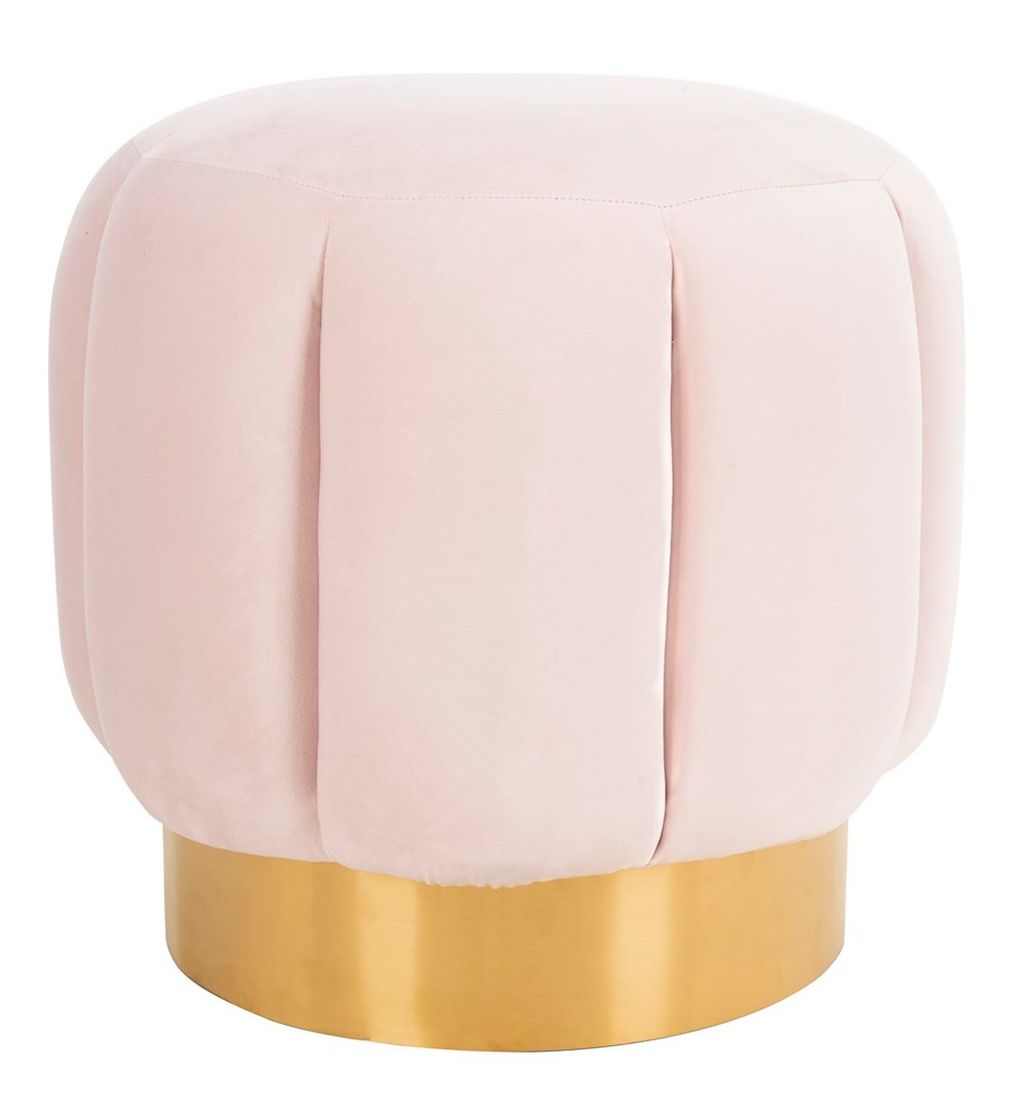 Maxine Channel Tufted Otttoman, 18.9" X 18.5", Pink