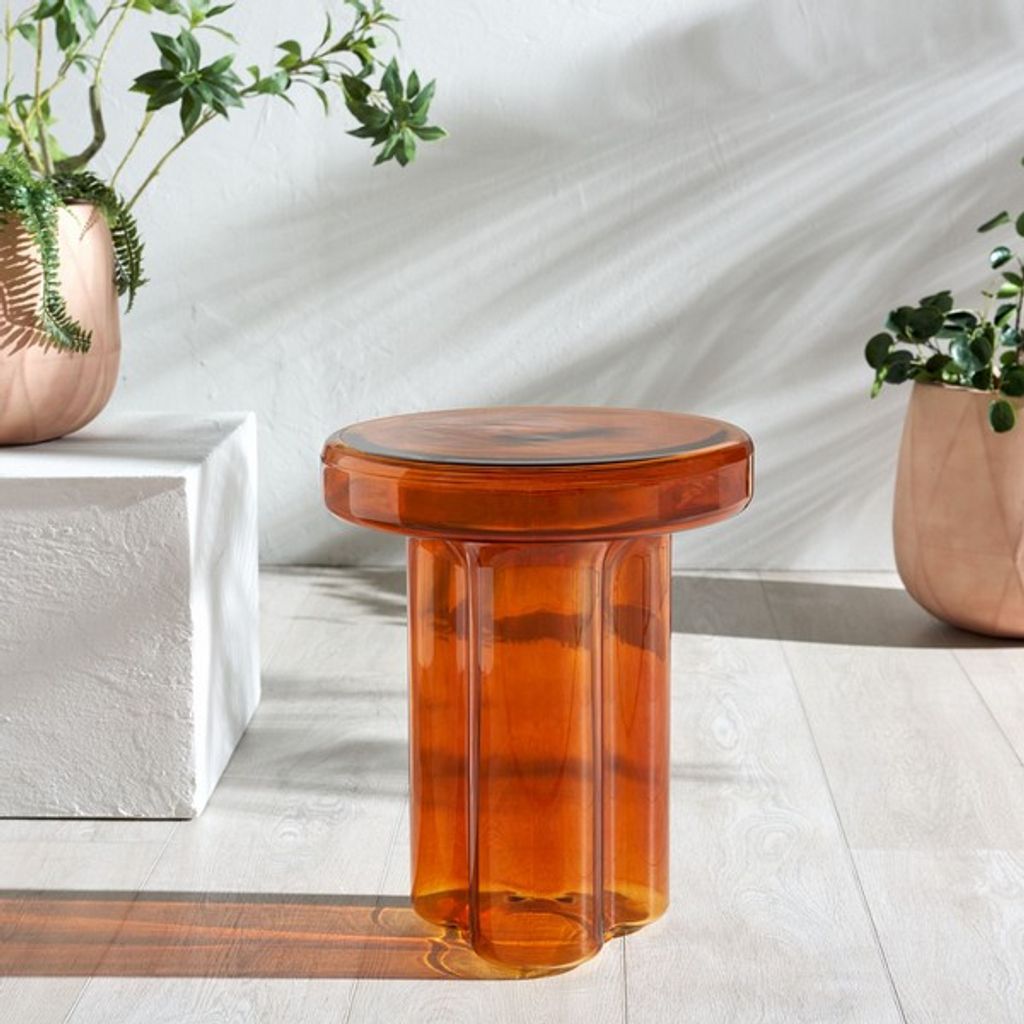 Patterson Glass Accent Table, Orange