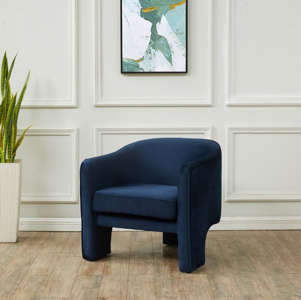 Londyn Velvet Accent Chair, Navy