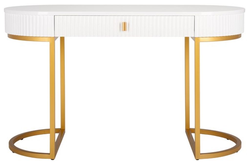 Girl's Bedroom Desk, White/Gold