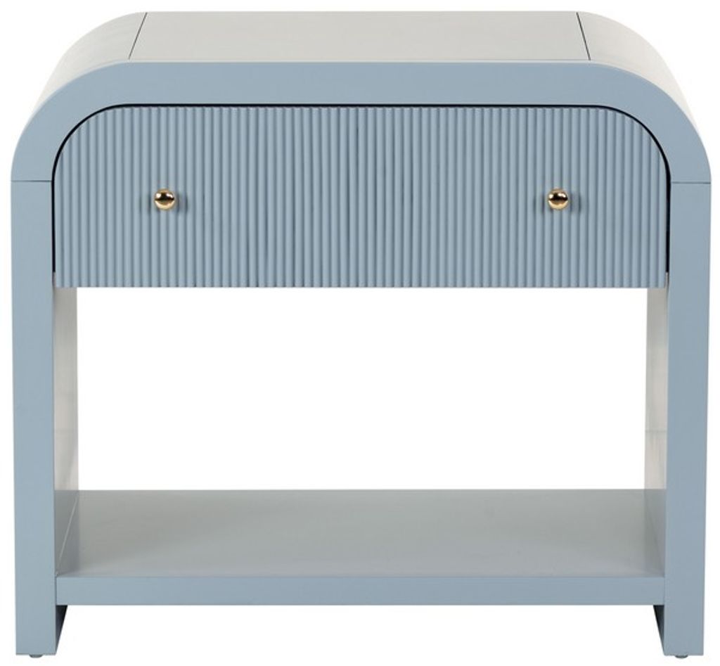 Liabella 1 Drawer Curved Nightstand, Light Grey, Gold