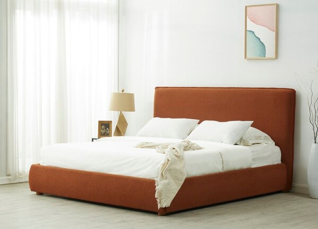 Callahan Teddy Queen Bed, Rust, Walnut, Headboard Box