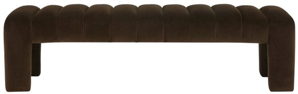 Bellisima Channel Tufted Bench, Velvet Dark Brown