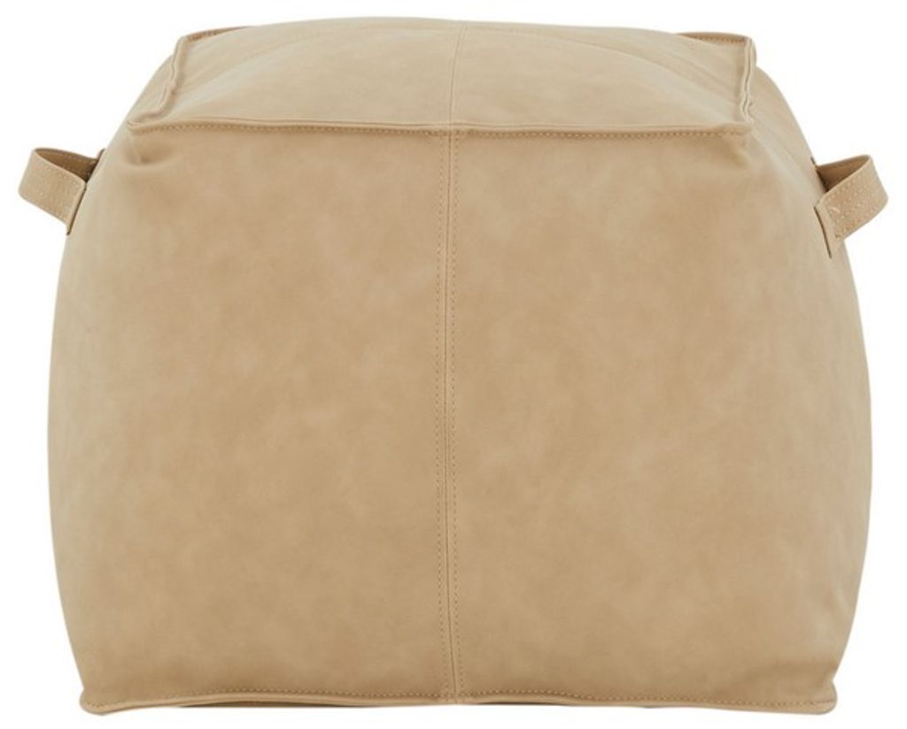 Vegan Leather Pouf, Camel