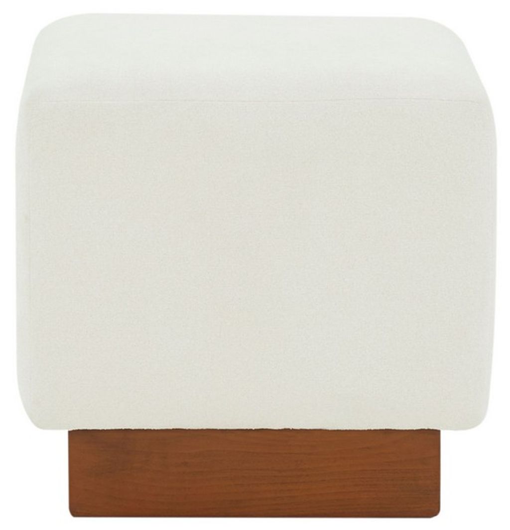 Natalya Square Ottoman, Ivory, Walnut