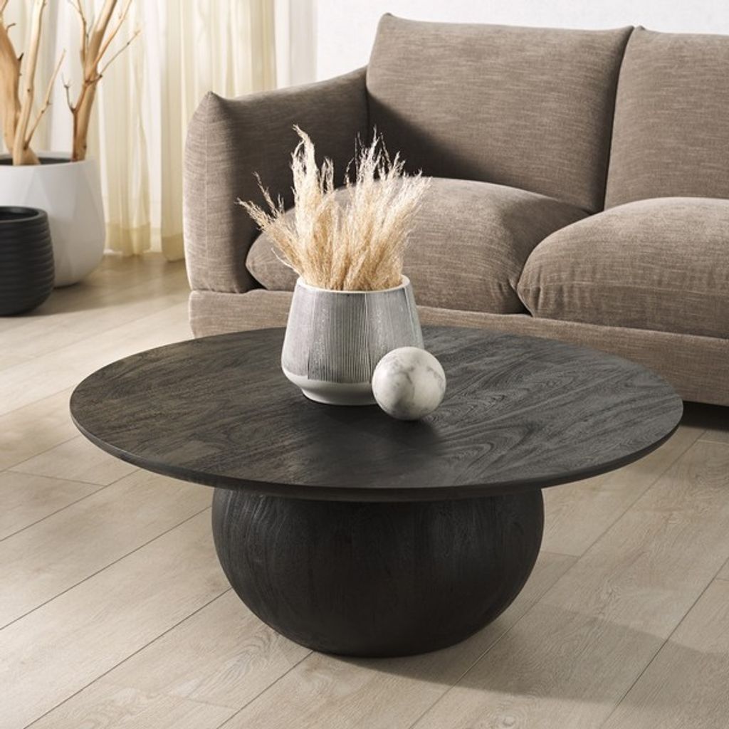 Black Round Wood Coffee Table