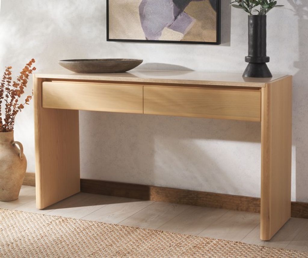 Travertine Console Table