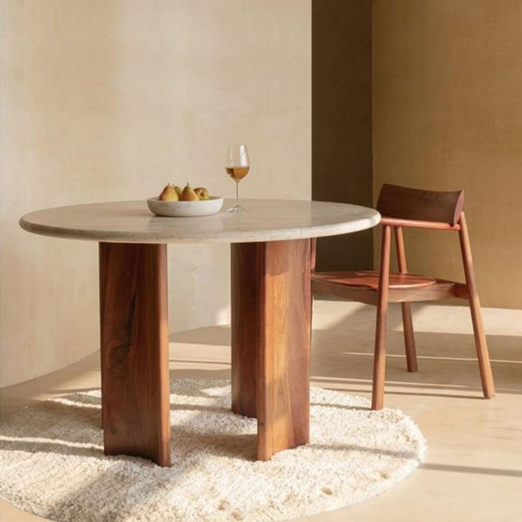 Round Travertine Dining Table