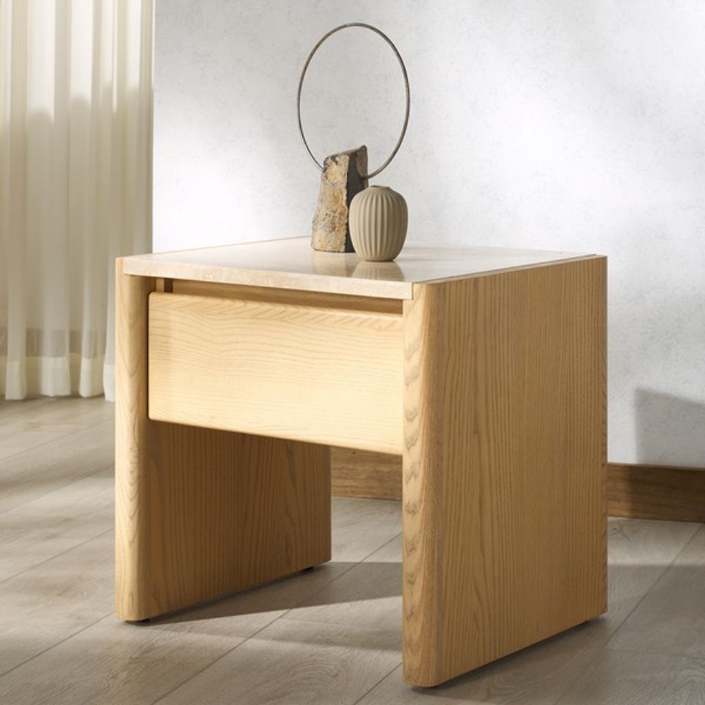Bellarose Travertine Nightstand, Natural, Travertine