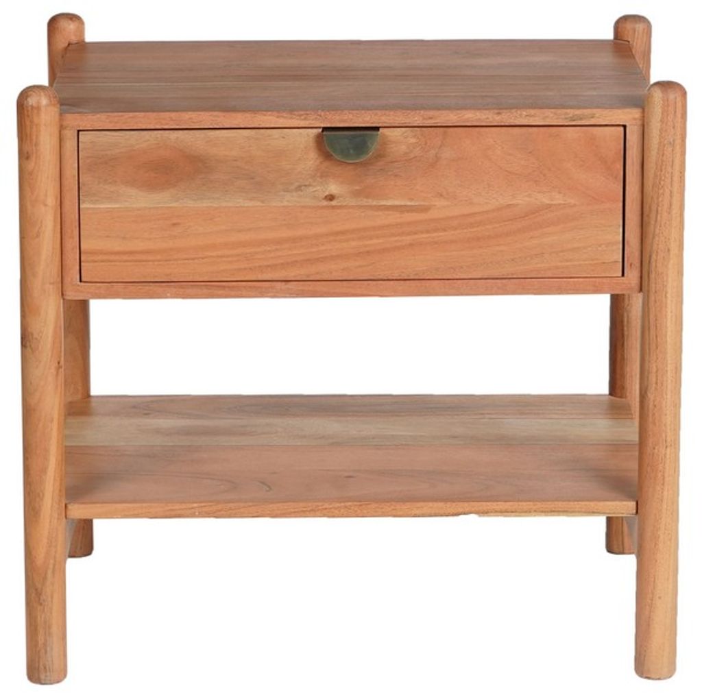 Preview image for Shanti 1 Drawer Wood Nightstand, Natural, Gold