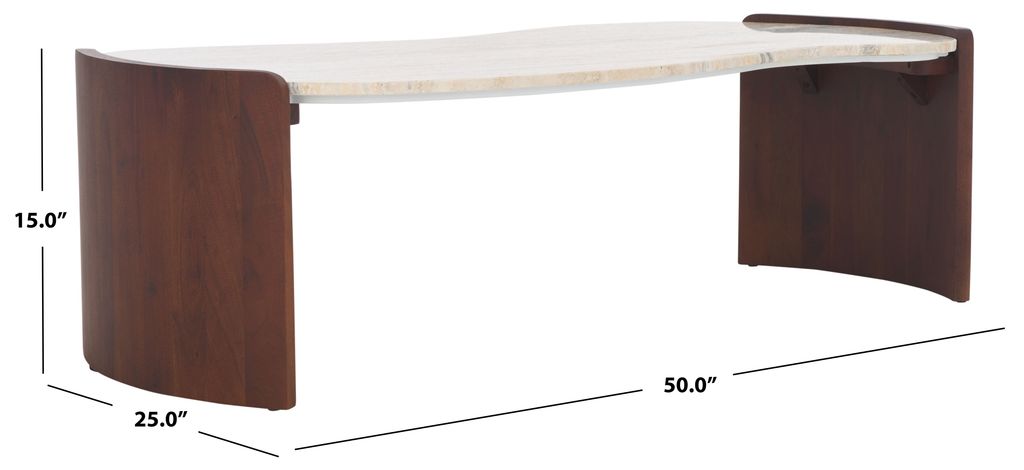 Dark Wood & Travertine Coffee Table