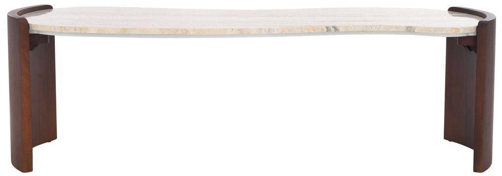 Dark Wood & Travertine Coffee Table
