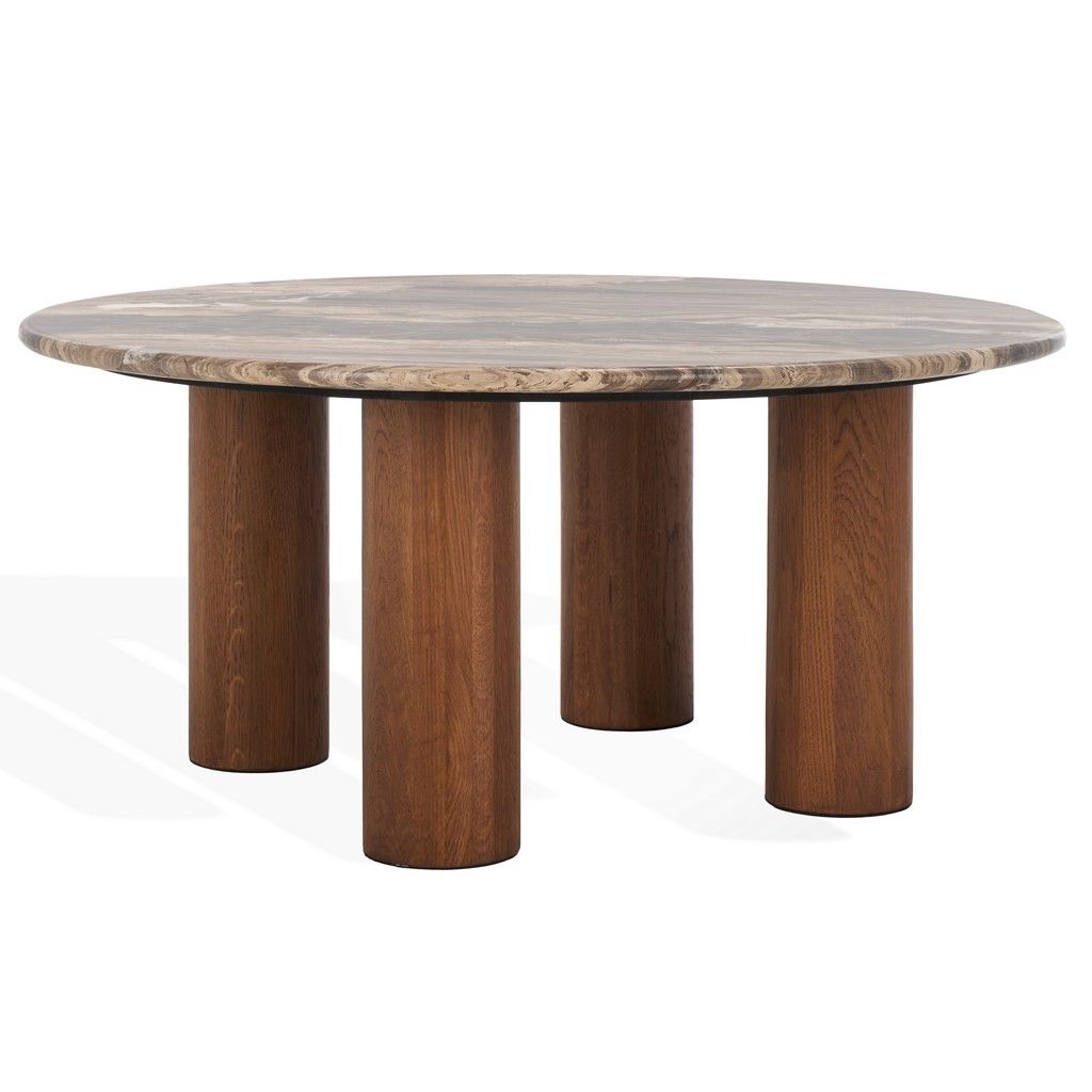 Preview image for Tylee Round Marble Top Coffee Table, Dark Brown/Natural