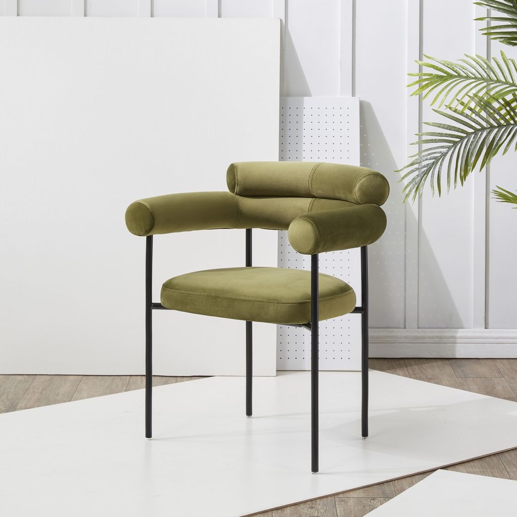 Jaslene Curved Back Dining Chair, Olive Green/Black