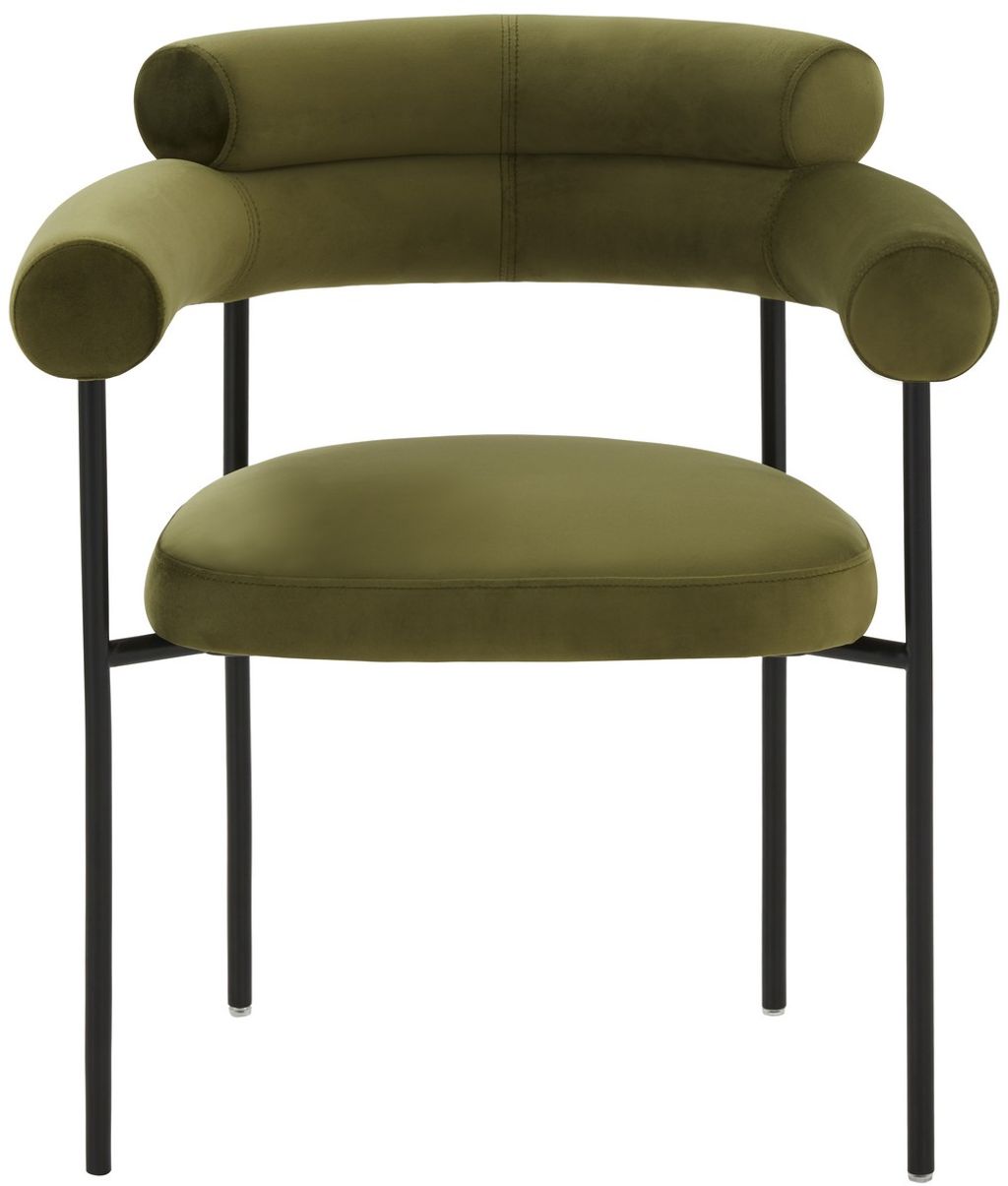 Jaslene Curved Back Dining Chair, Olive Green/Black
