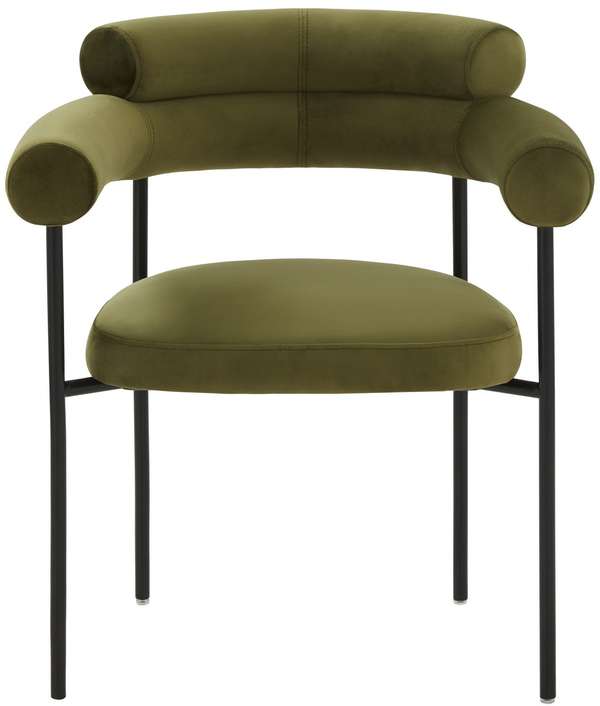 Jaslene Curved Back Dining Chair, Olive Green/Black