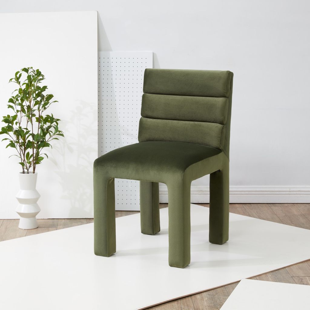 Pietro Channel Tufted Dining Chair, Forest Green