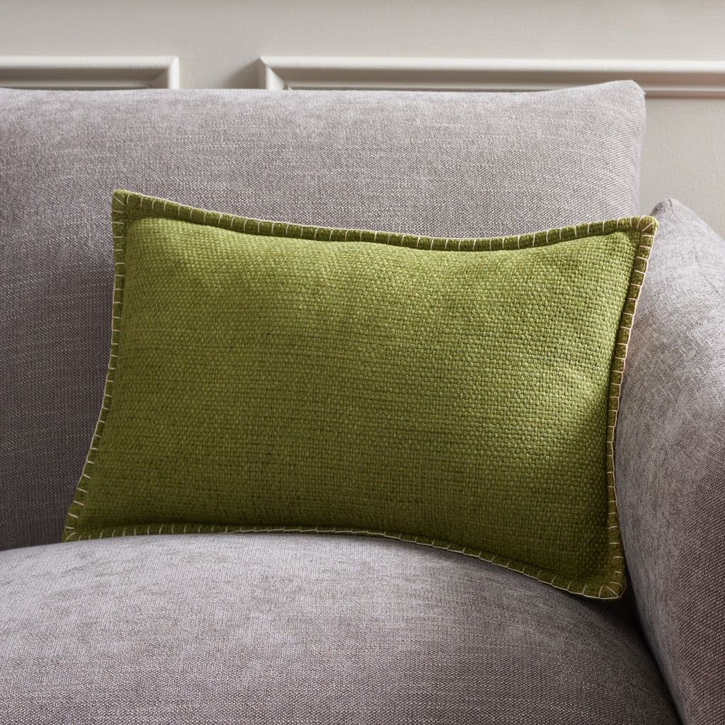 Rhea, 12 X 20, Olive / Natural, Cotton Lumbar Pillow
