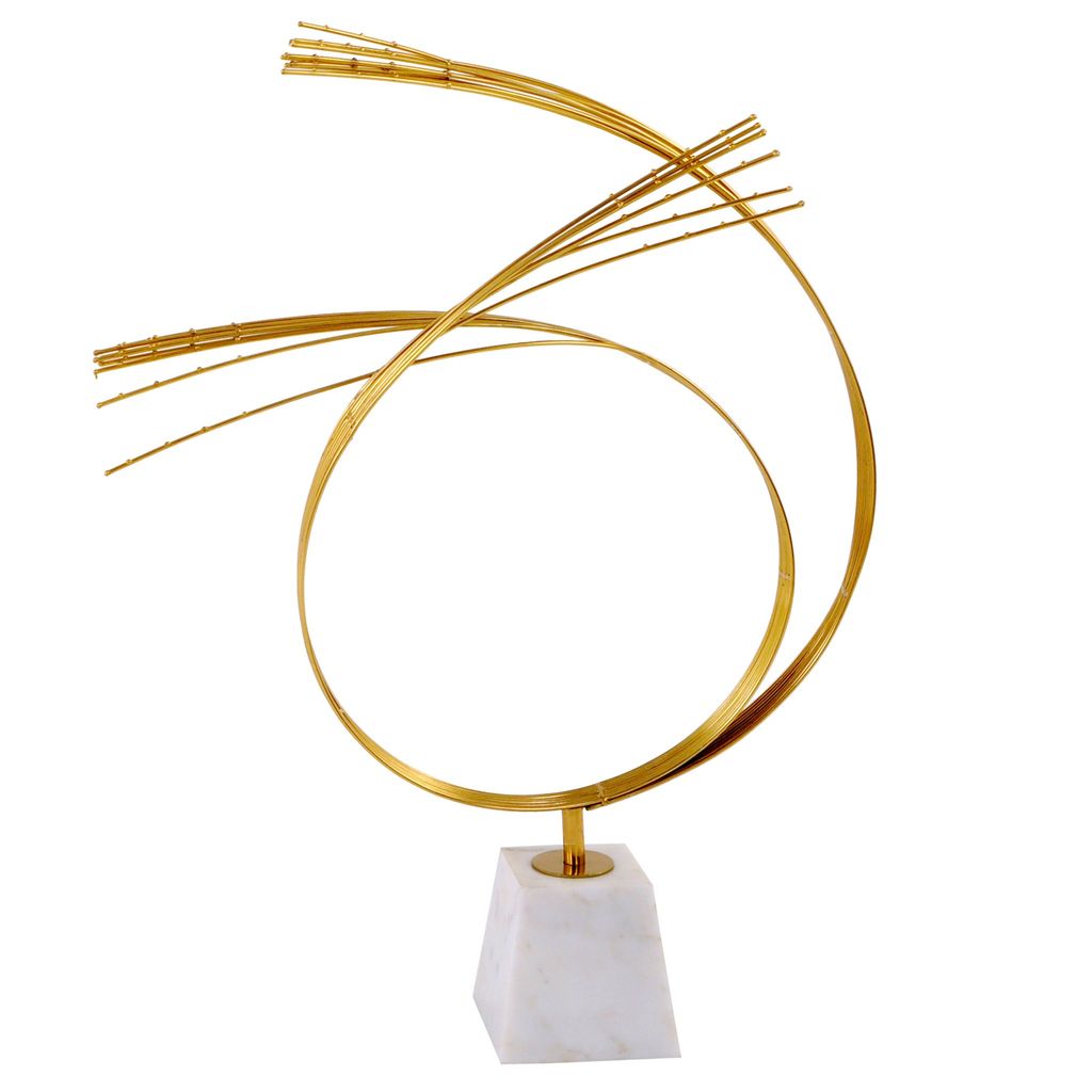 Agra Statue- Small | Gold Finish On Metal With Marble Base