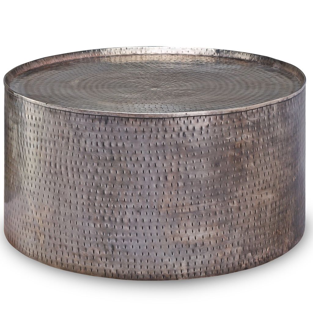 Preview image for Pala Coffee Table- Pewter | Distressed Pewter Finish On Hammered Metal