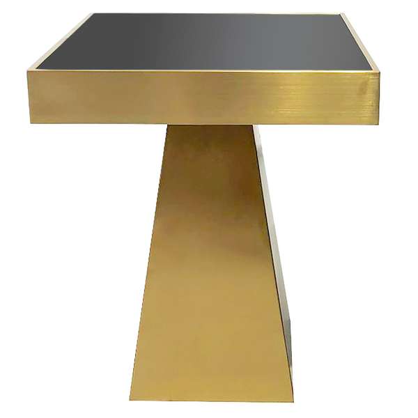 Bryant End Table | Brushed Gold Finish On Metal With Black Glass Top