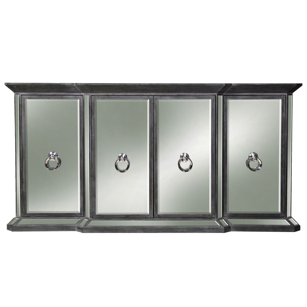 Preview image for Harp & Finial Crestmont Sideboard Distressed Dark Gray Finish Beveled Mirror