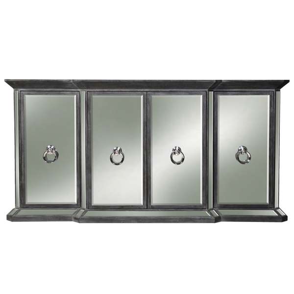 Harp & Finial Crestmont Sideboard Distressed Dark Gray Finish Beveled Mirror
