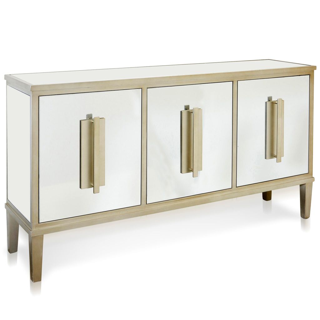 Preview image for Harp & Finial Lennox Sideboard Champagne Finish Plain Beveled Mirror