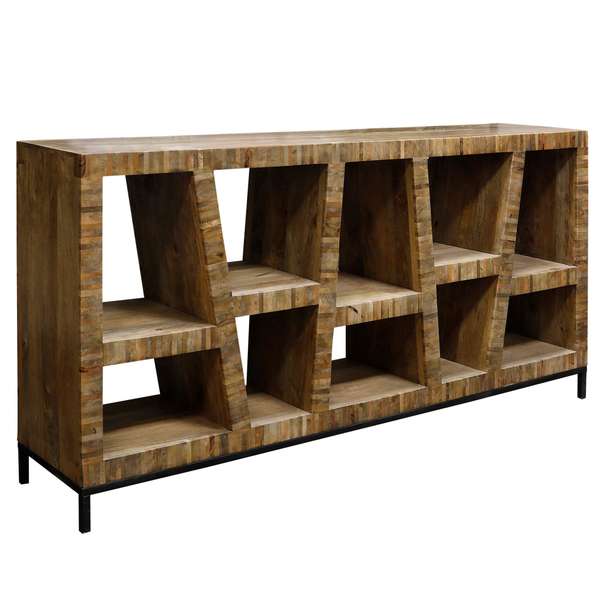 Harp & Finial Leeds Bookcase Dark Walnut Finish Mango Wood + Iron Base