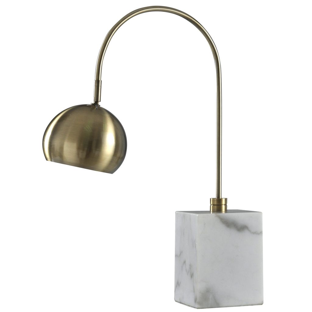 Preview image for Woolsey Table Lamp | Antique Brass Body With Marble Base | Metal Shade | 40 Watt