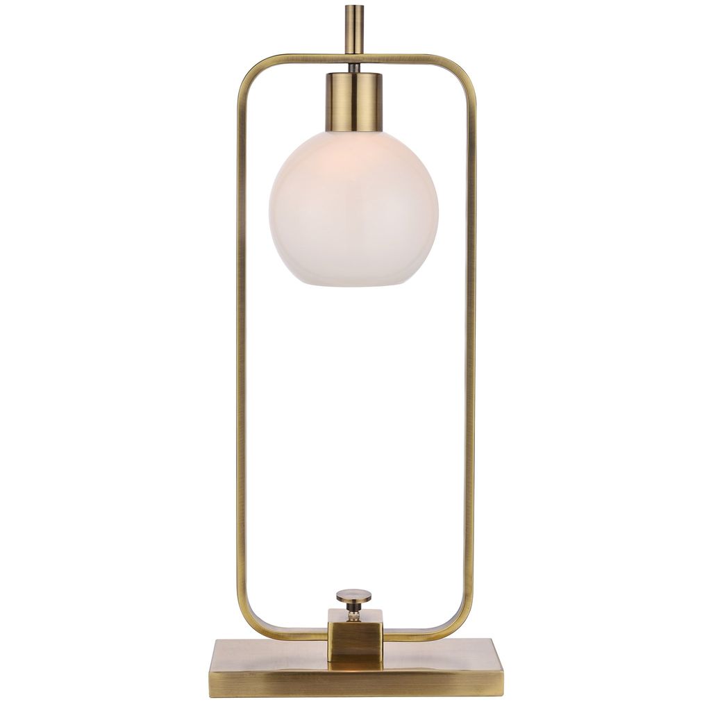 Preview image for Crosby Table Lamp- Brass | Antique Brass Finish On Metal Body | Opal Glass Shade | 25 Watt