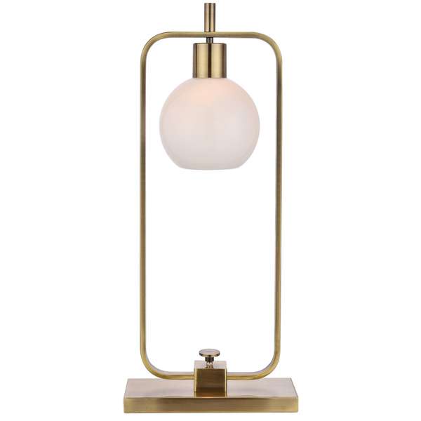 Crosby Table Lamp- Brass | Antique Brass Finish On Metal Body | Opal Glass Shade | 25 Watt