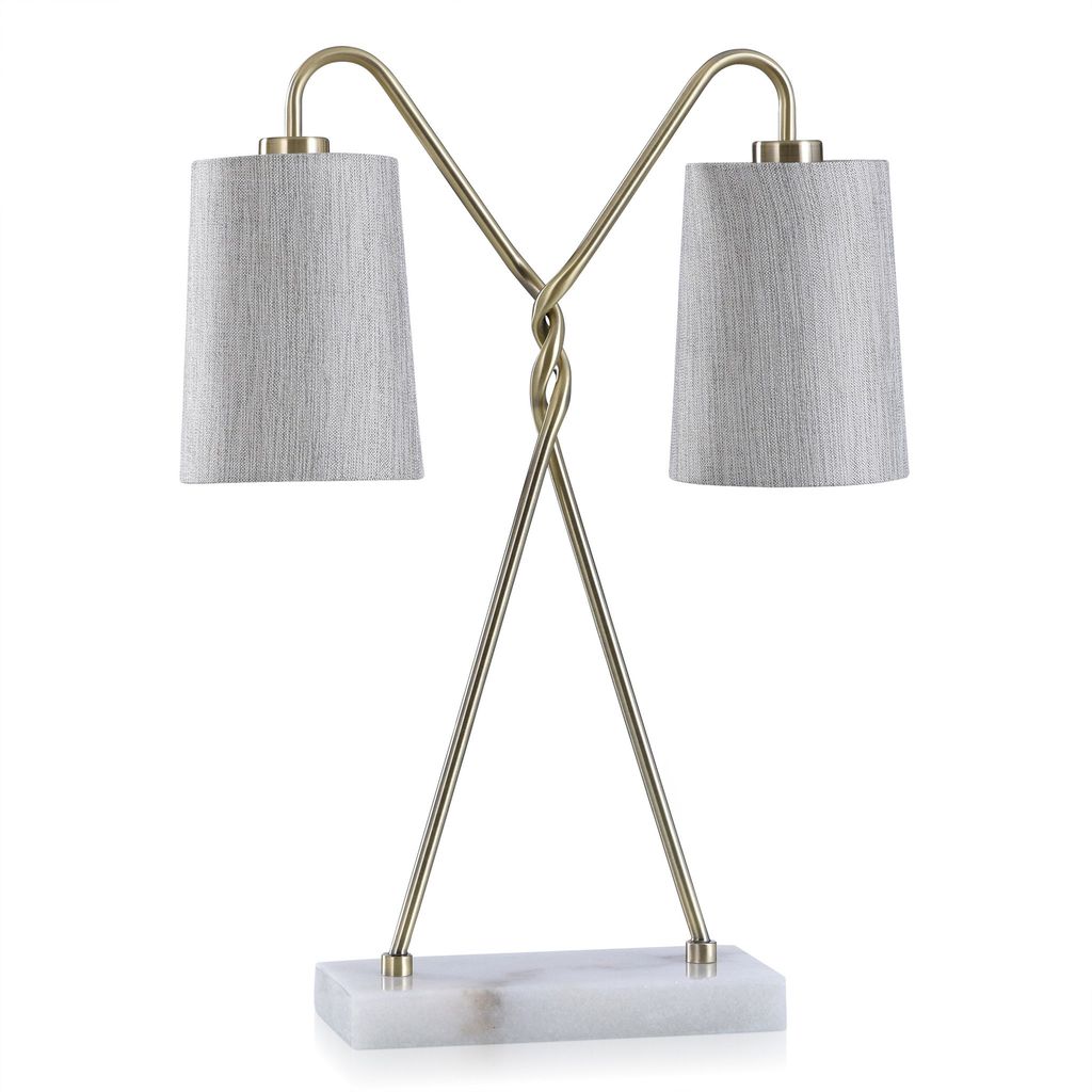 Preview image for Hume Table Lamp |Brass Finish On Metal Body With Marble Base | Hardback Shades