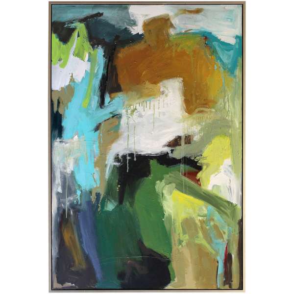 Moss Framed Canvas Art | Hand Painted Abstract | 1.5 Inch Frame