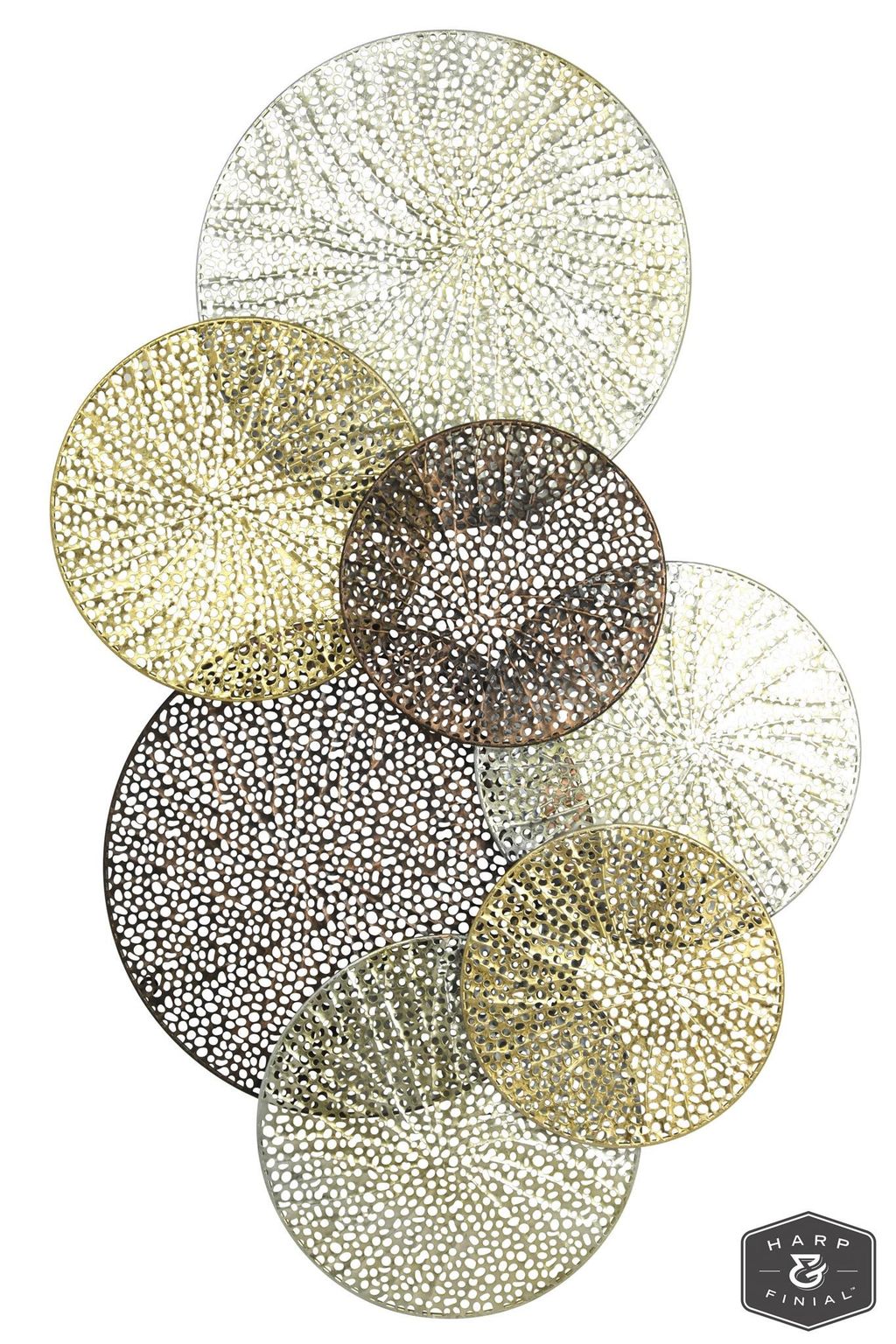 Sahara Metal Art | Gold, Silver And Iron Finish On Metal Disk Wall Sculpture