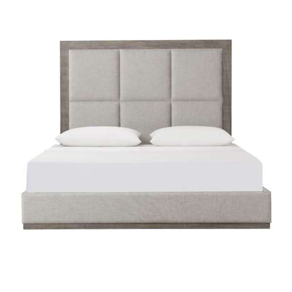 Raffles Bed - 6 Panels / Us Queen / Grey & Textured Linen