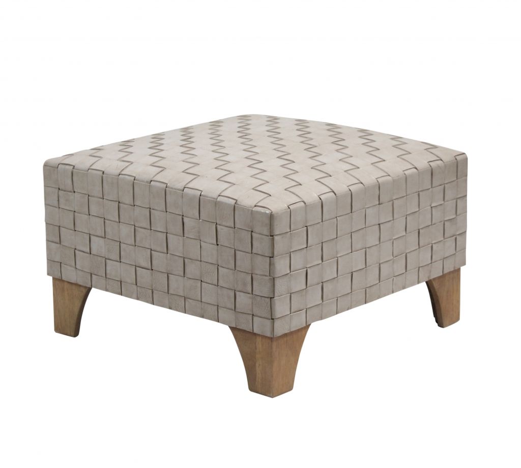 Gillette Woven Leather Ottoman