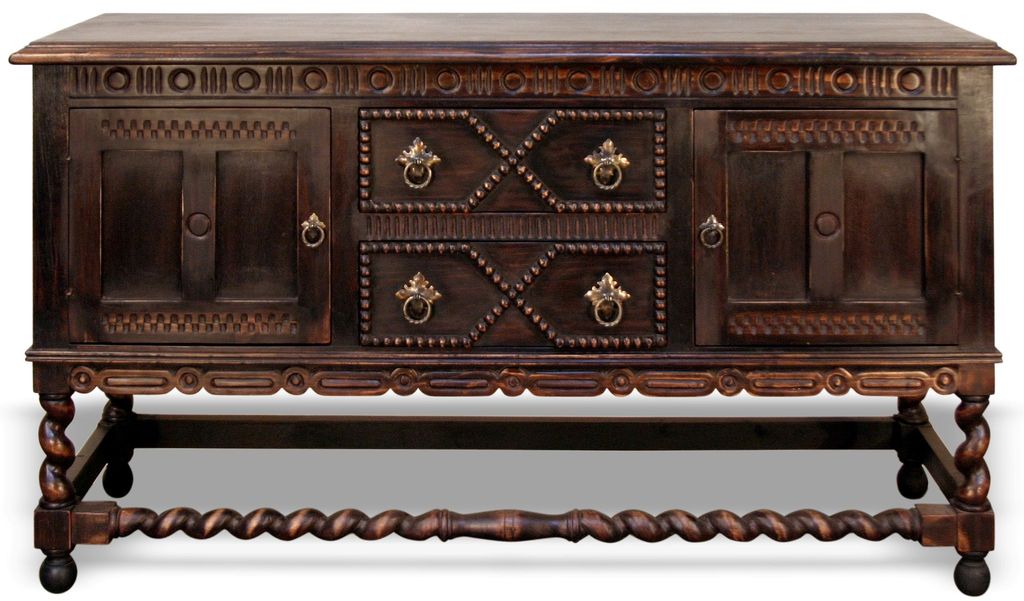 Preview image for Traditional Spanish Antique Style Carved Wood Buffet Sideboard 72 inch