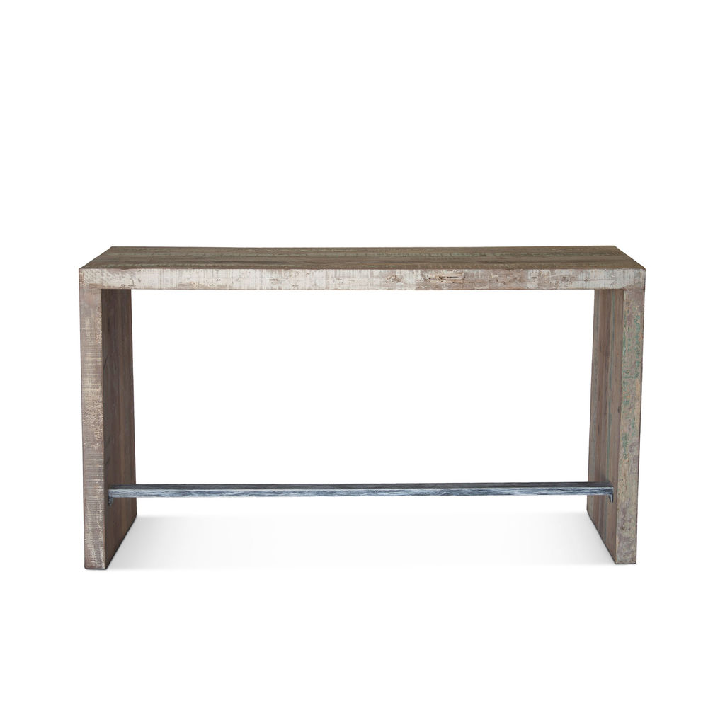 Ibiza 66" Reclaimed Wood Sofa Back Console Table With 3 Counter Stools