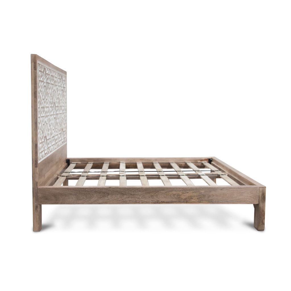 Tangiers Carved King Bed- Natural White