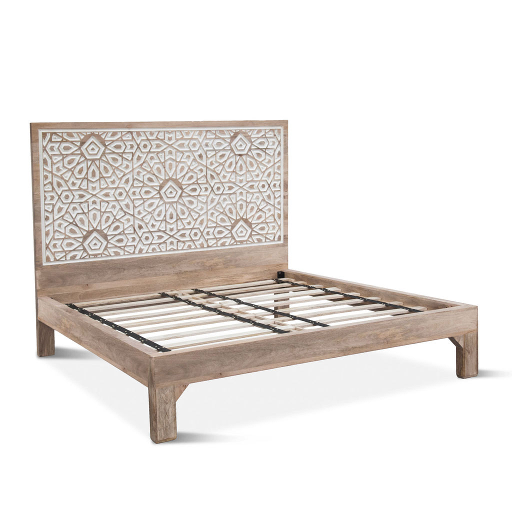 Tangiers Carved King Bed- Natural White
