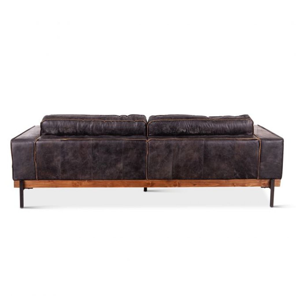 Family Room Sofa, Black Leather