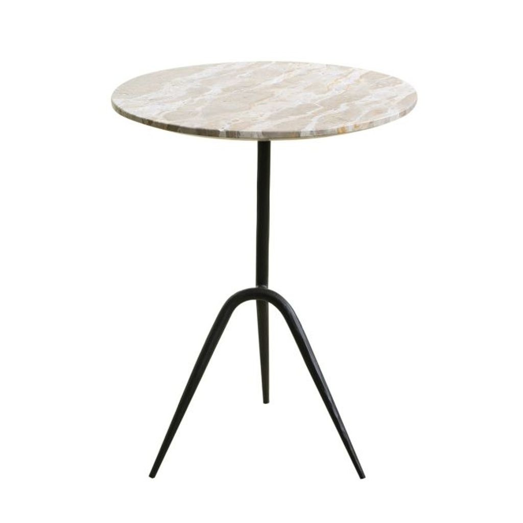 Glacier 18" Accent Table With Capri Beige Marble
