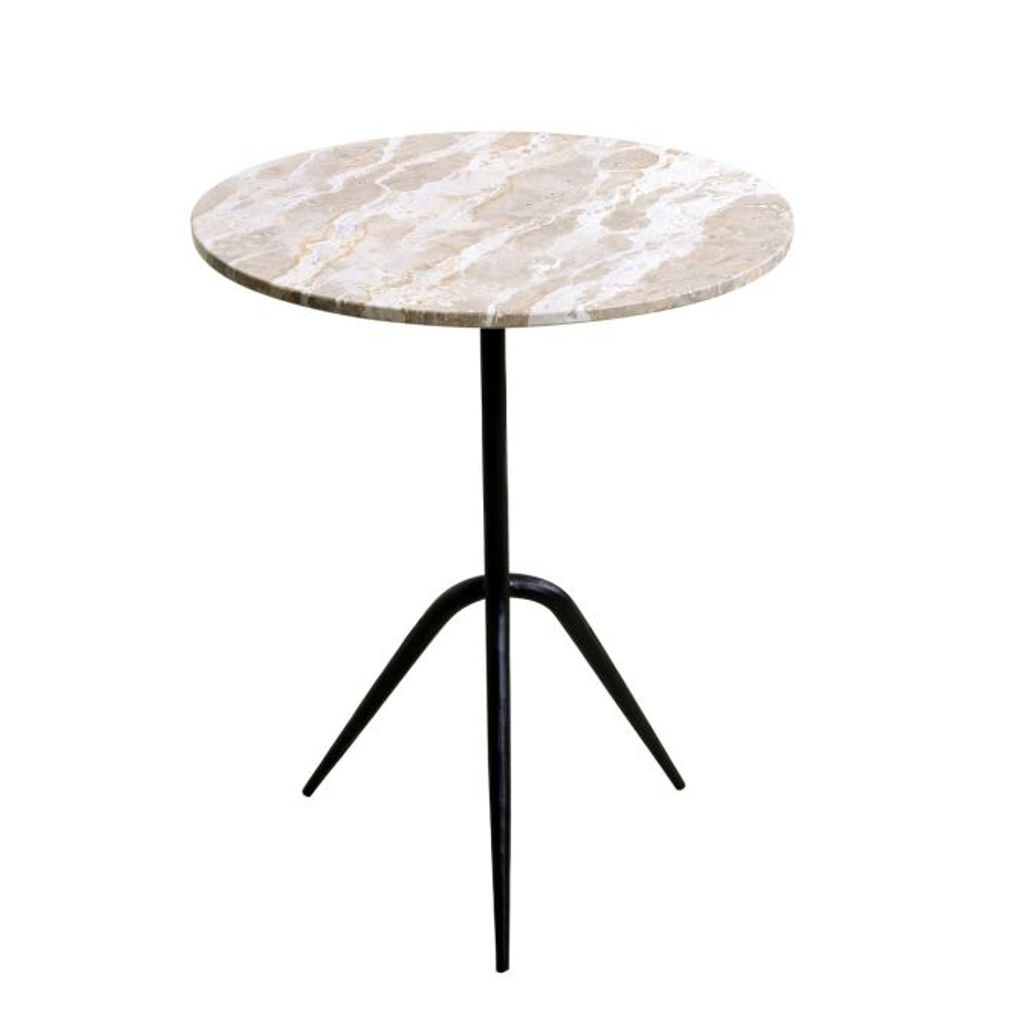 Glacier 18" Accent Table With Capri Beige Marble