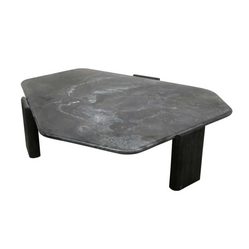Preview image for Lava Marble & Dark Brown Mango Wood Hexagonal Coffee Table 54 inch